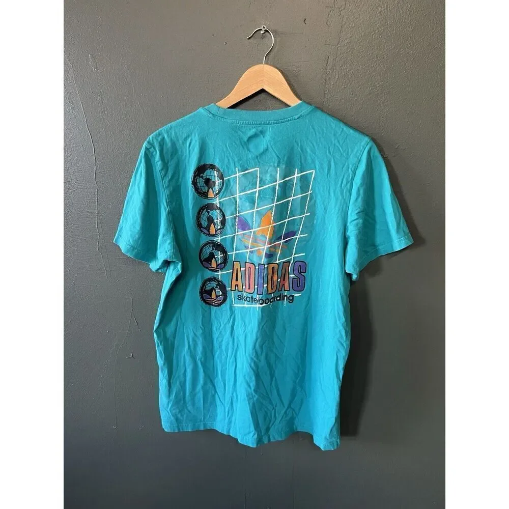 Adidas Skateboarding Mens Blue Short Sleeve Graphic T-shirt Size Large